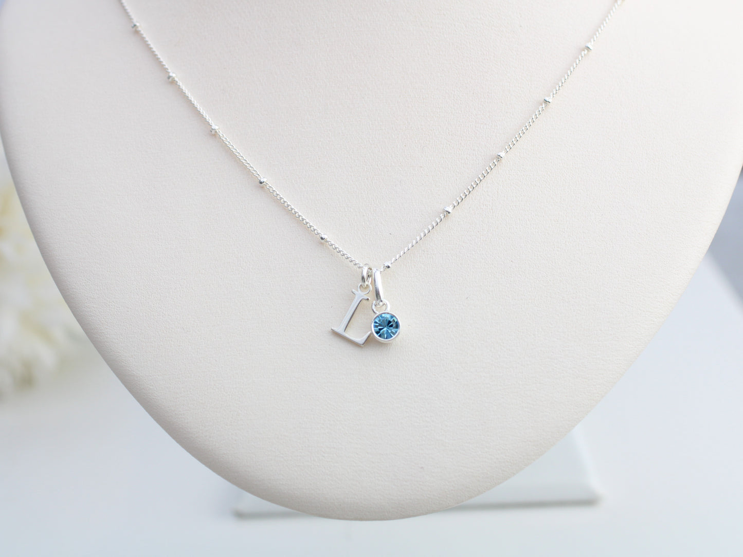 initial and birthstone necklace
