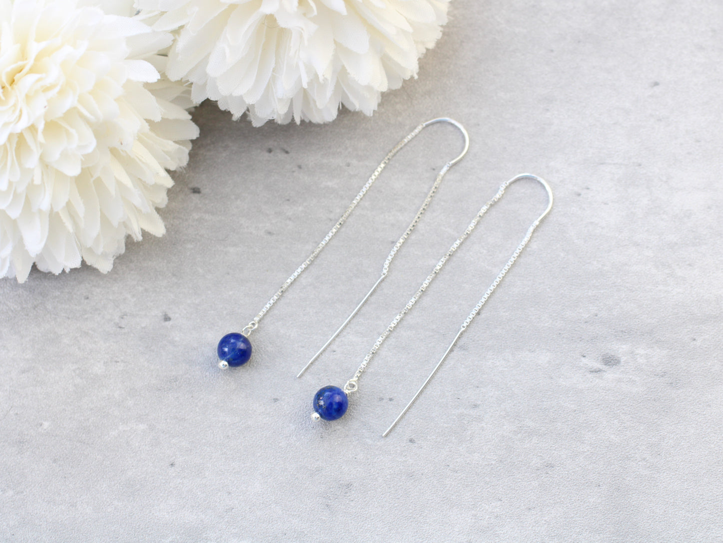 lapis lazuli threader earrings