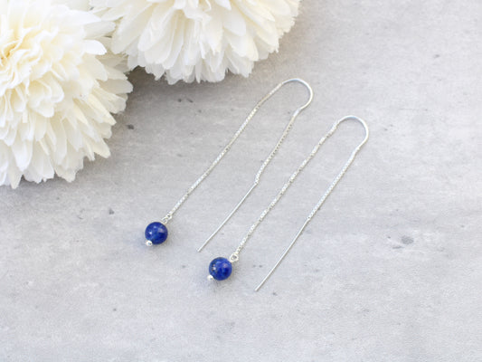 lapis lazuli threader earrings