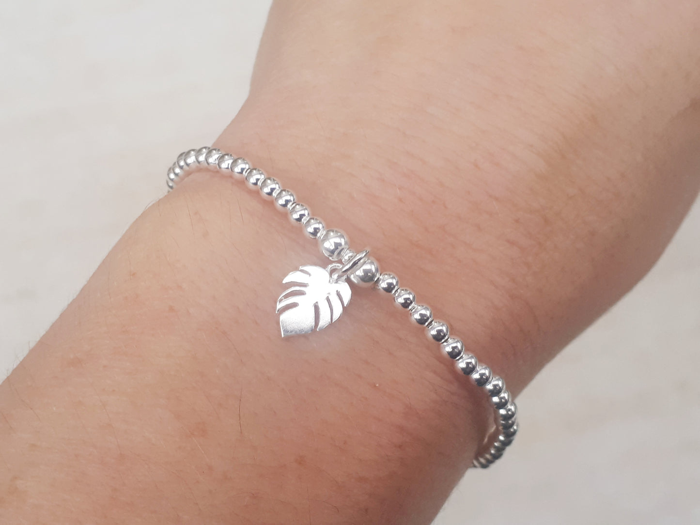 monstera leaf charm bracelet