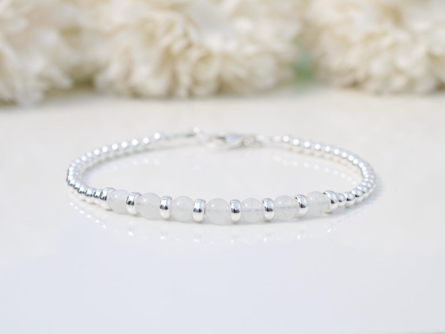 Moonstone bracelet in silver - can be personalised.