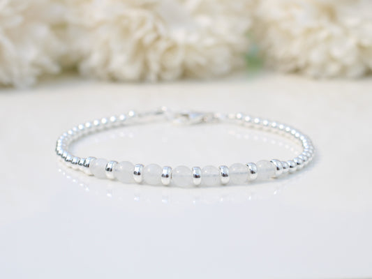 Moonstone bracelet in silver - can be personalised.