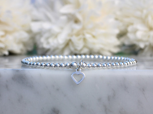 Open heart charm bracelet