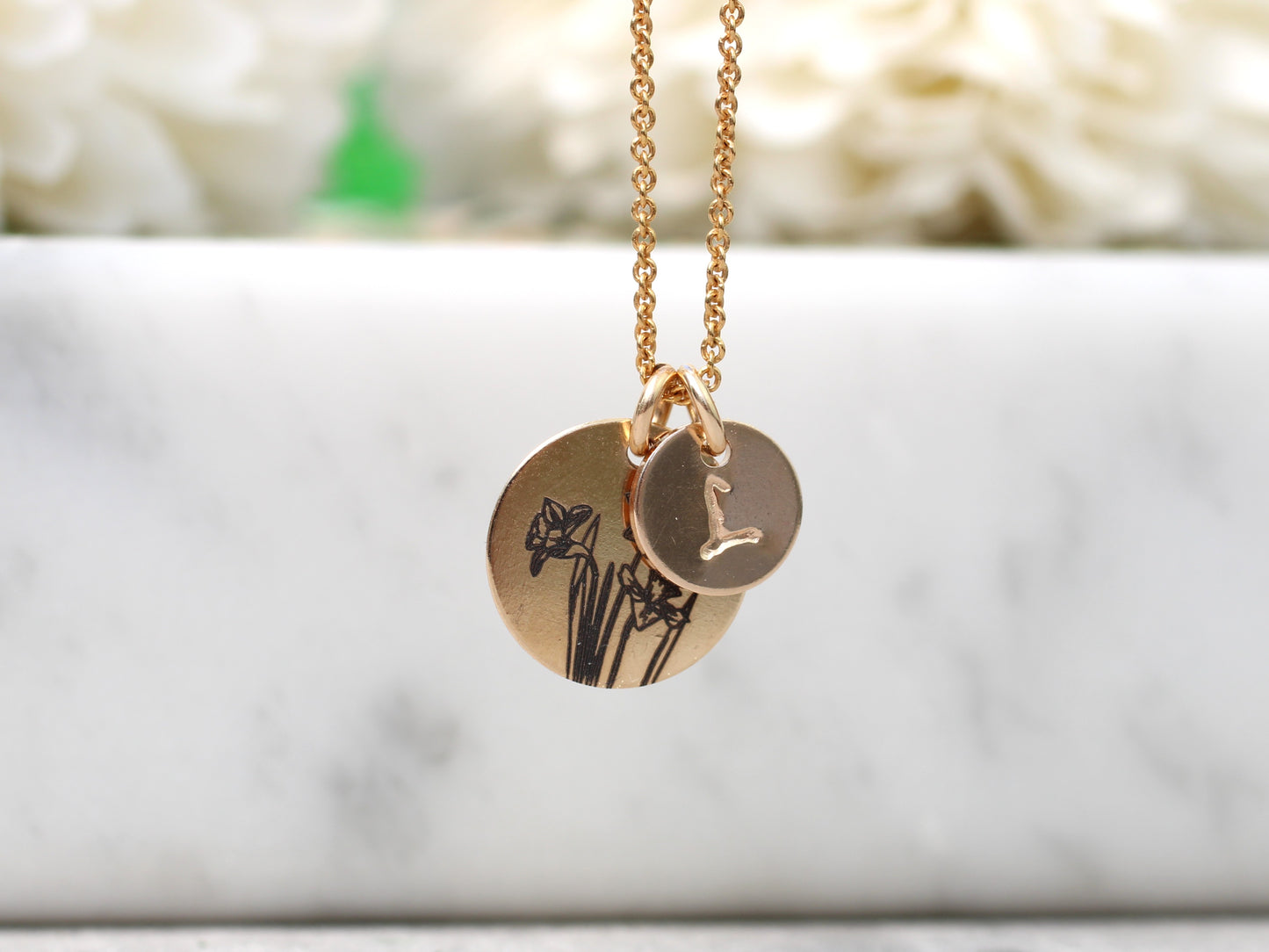 personalised daffodil necklace