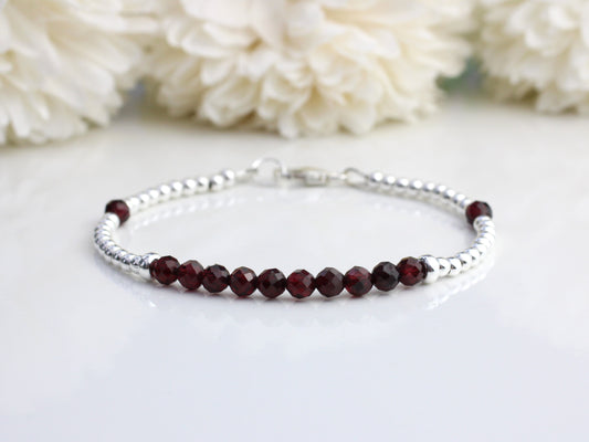 personalised garnet gemstone bracelet
