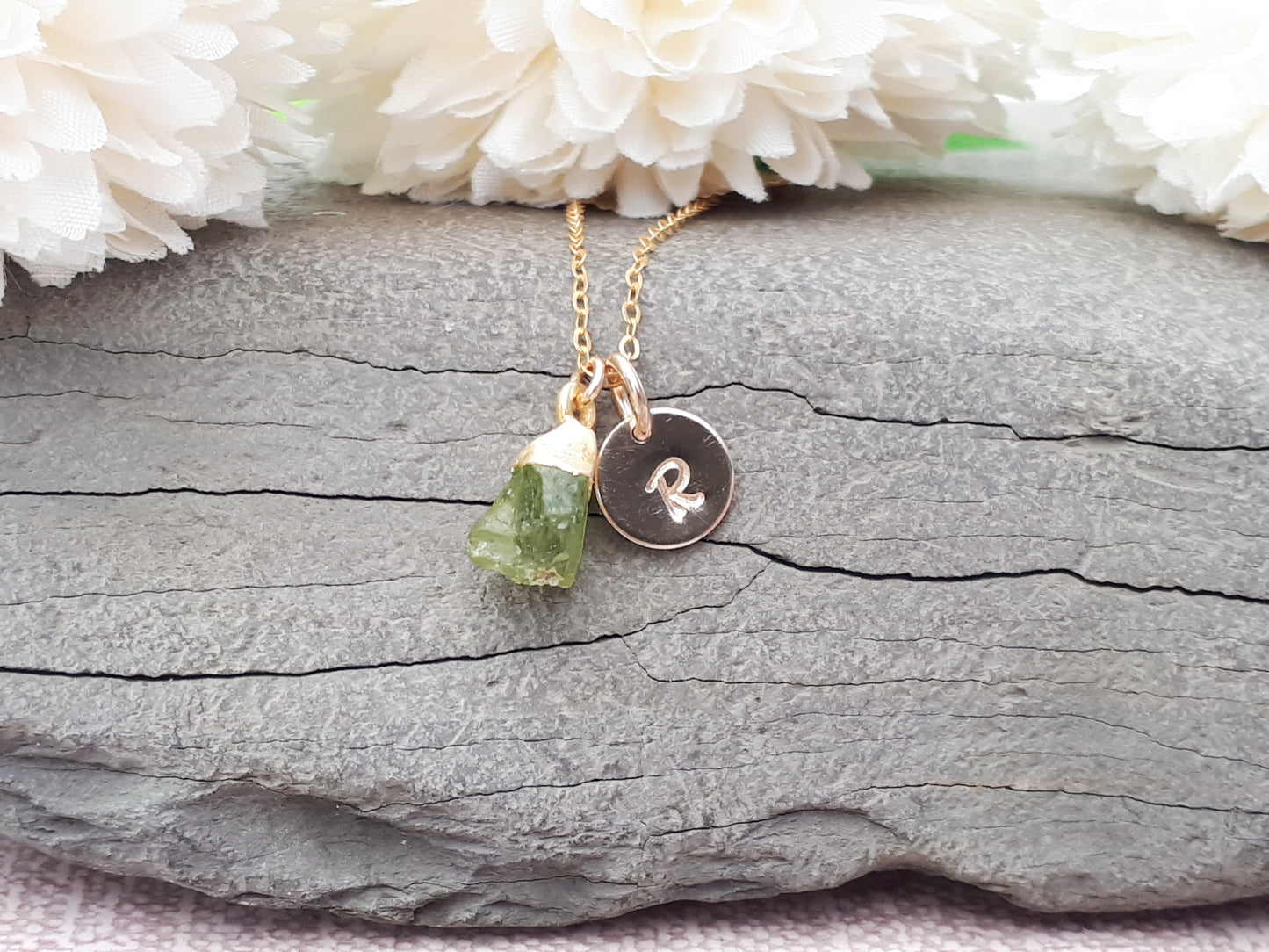 personalised peridot necklace