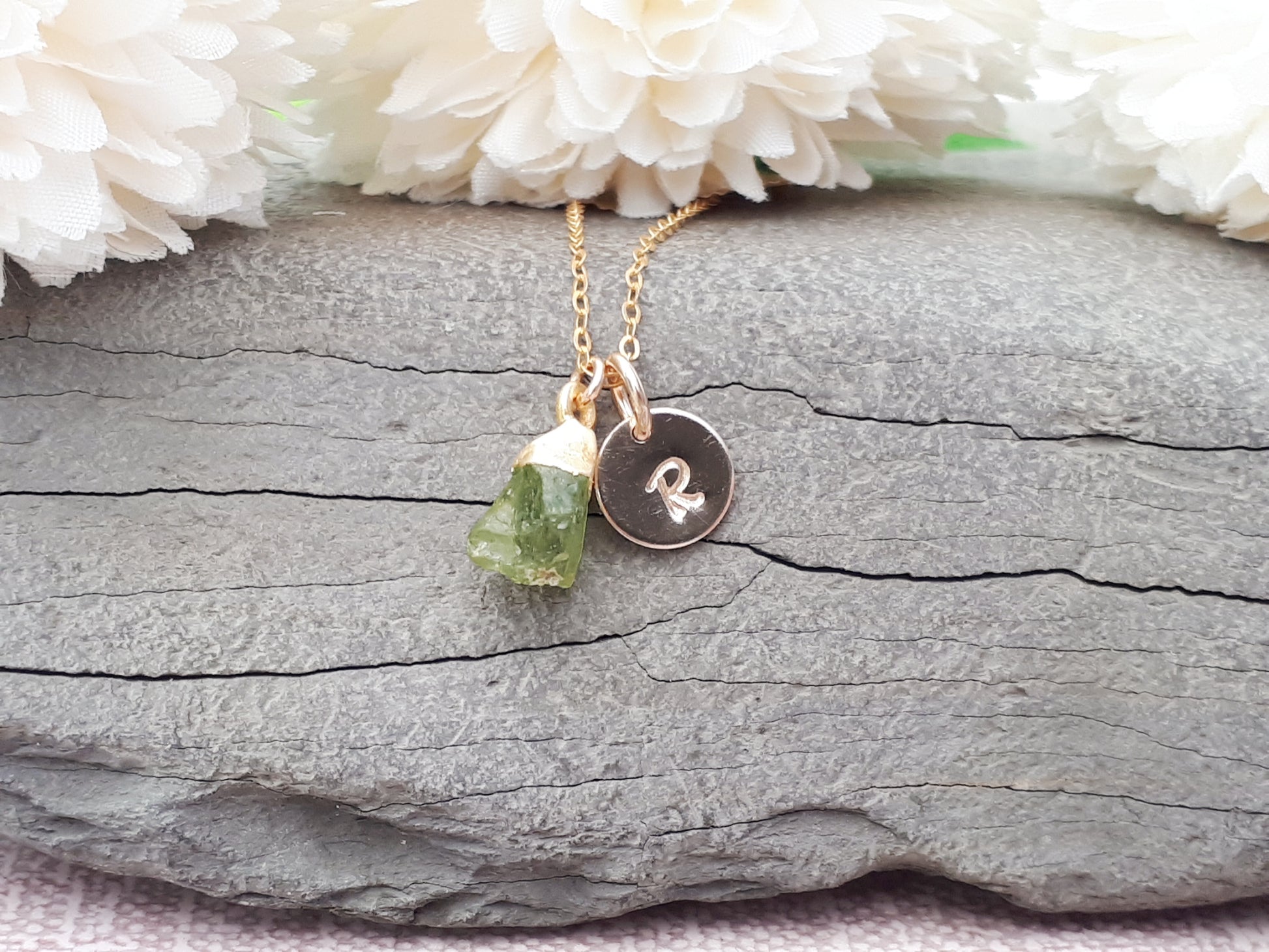 personalised peridot necklace