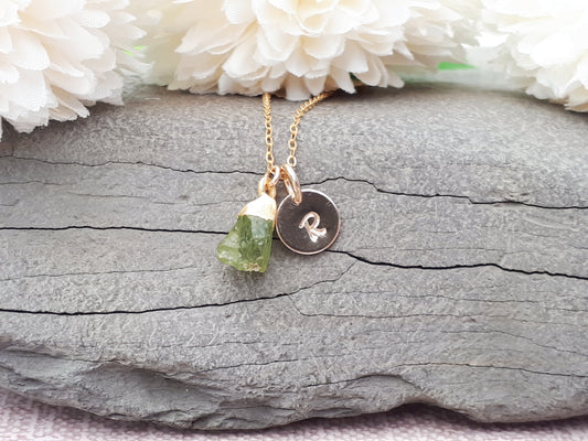 personalised peridot necklace
