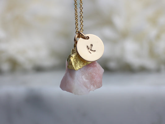 personalised pink opal necklace