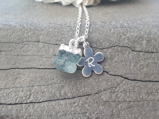 personalised aquamarine necklace
