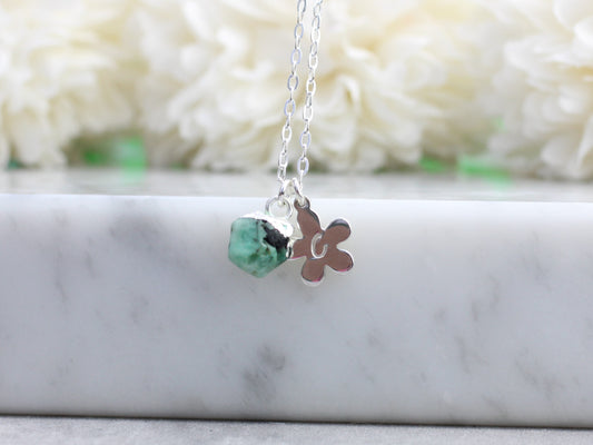 personalised emerald necklace in silver