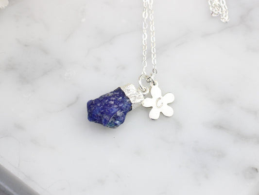 personalised sapphire necklace in silver