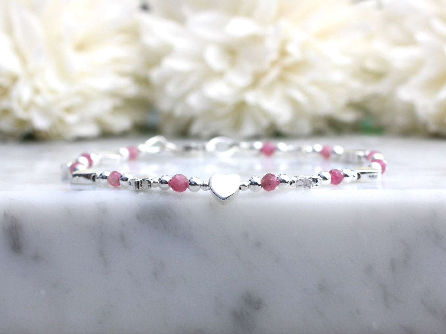 pink tourmaline bracelet in silver