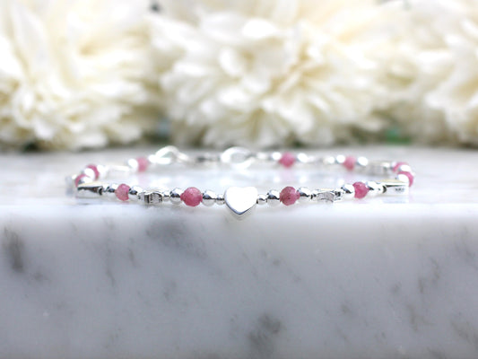 pink tourmaline bracelet in silver