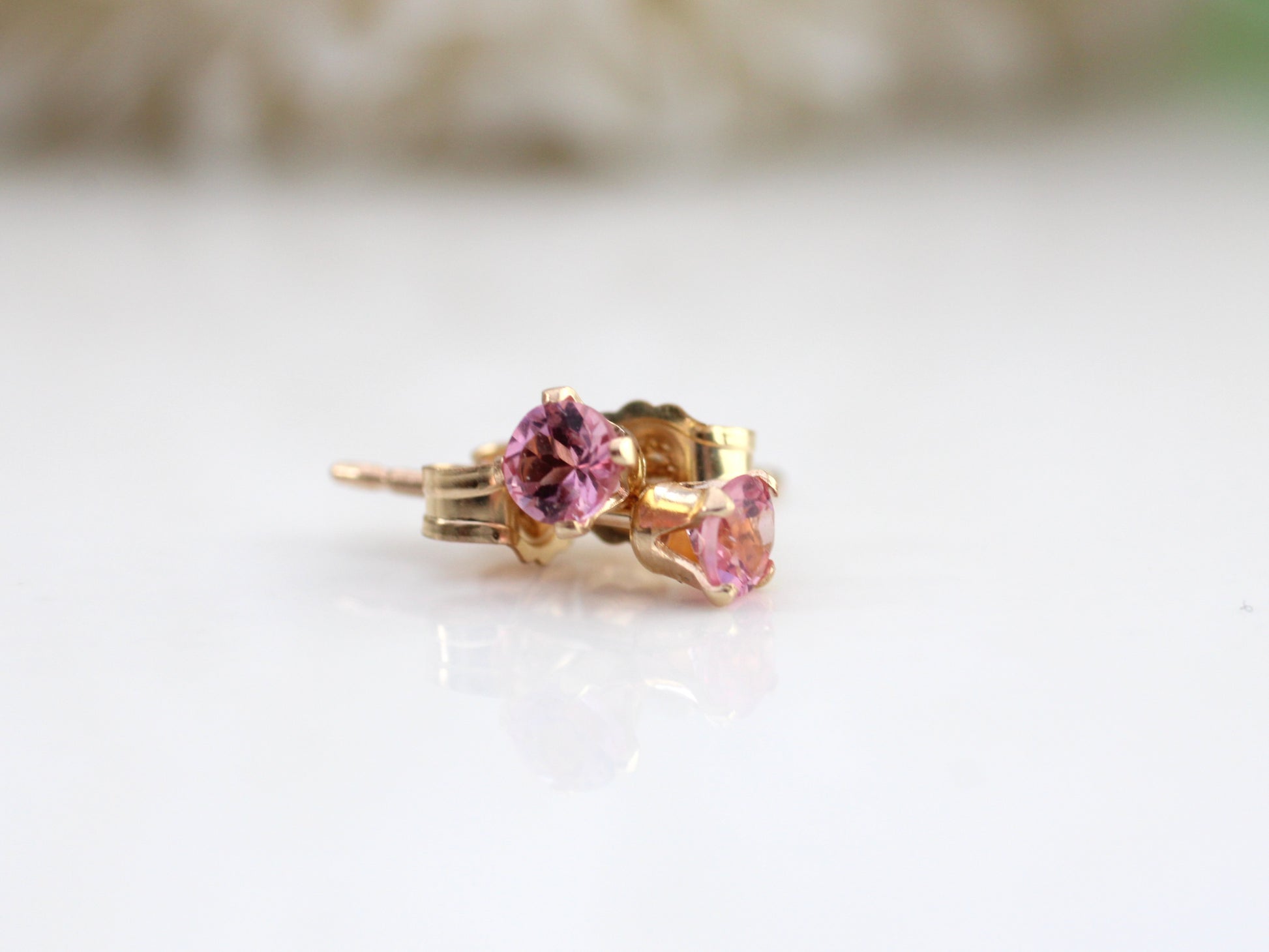 pink tourmaline stud earrings