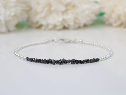 raw black diamond bracelet april birthstone bracelet