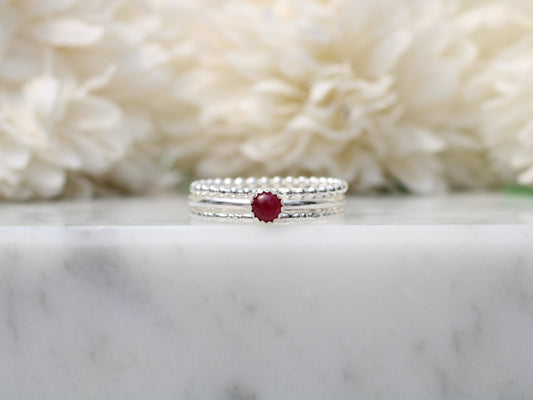 ruby stacking ring set