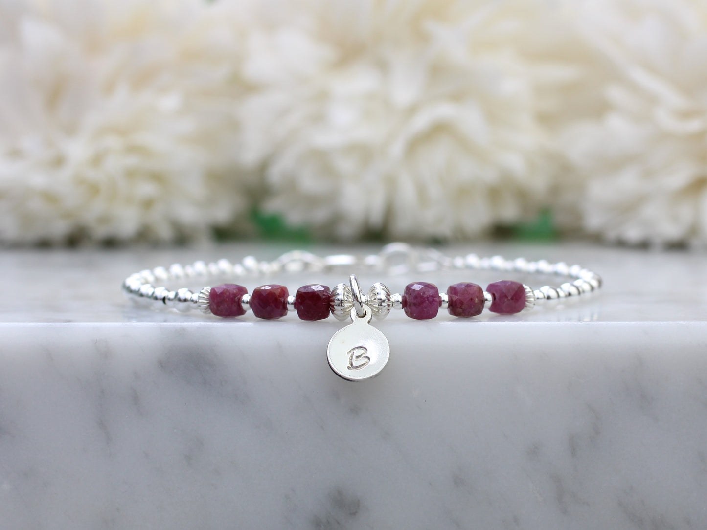 ruby initial bracelet