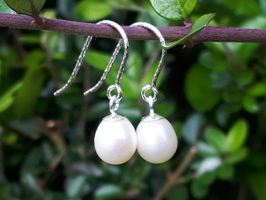 silver and pearl drop earrings