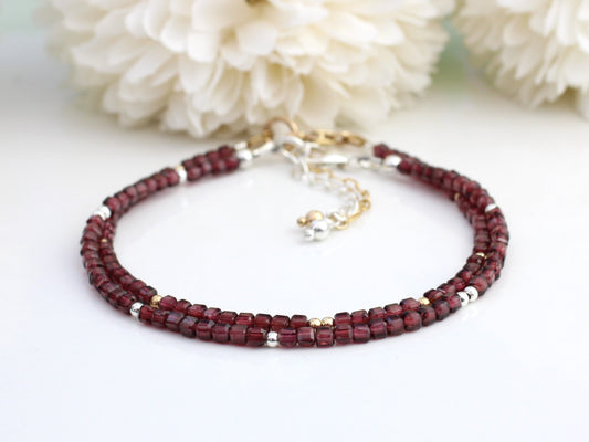 skinny garnet bracelet