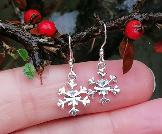 snowflake earrings sterling silver