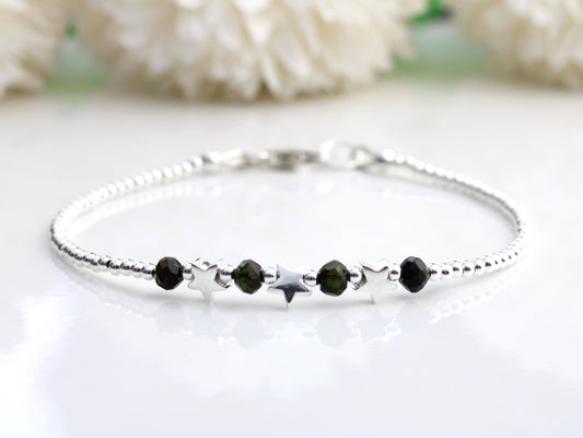 star bracelet with tourmaline gemstones