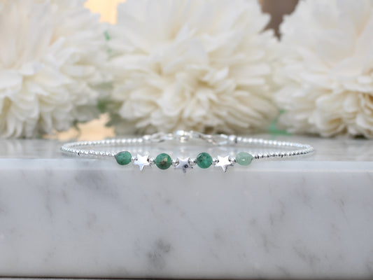 star bracelet with emerald gemstones