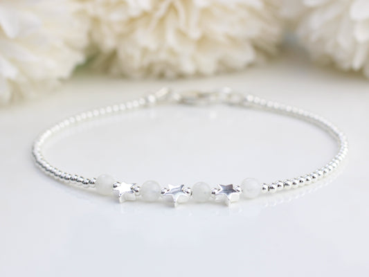 star bracelet with moonstone beads