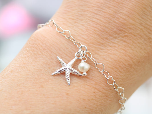 starfish bracelet with freshwater pearl