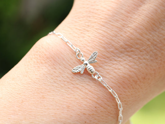 sterling silver adjustable bee bracelet