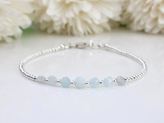 sterling silver aquamarine bracelet