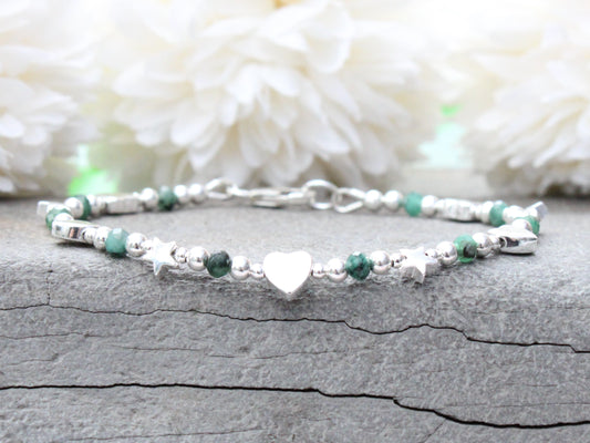 sterling silver emerald gemstone bracelet