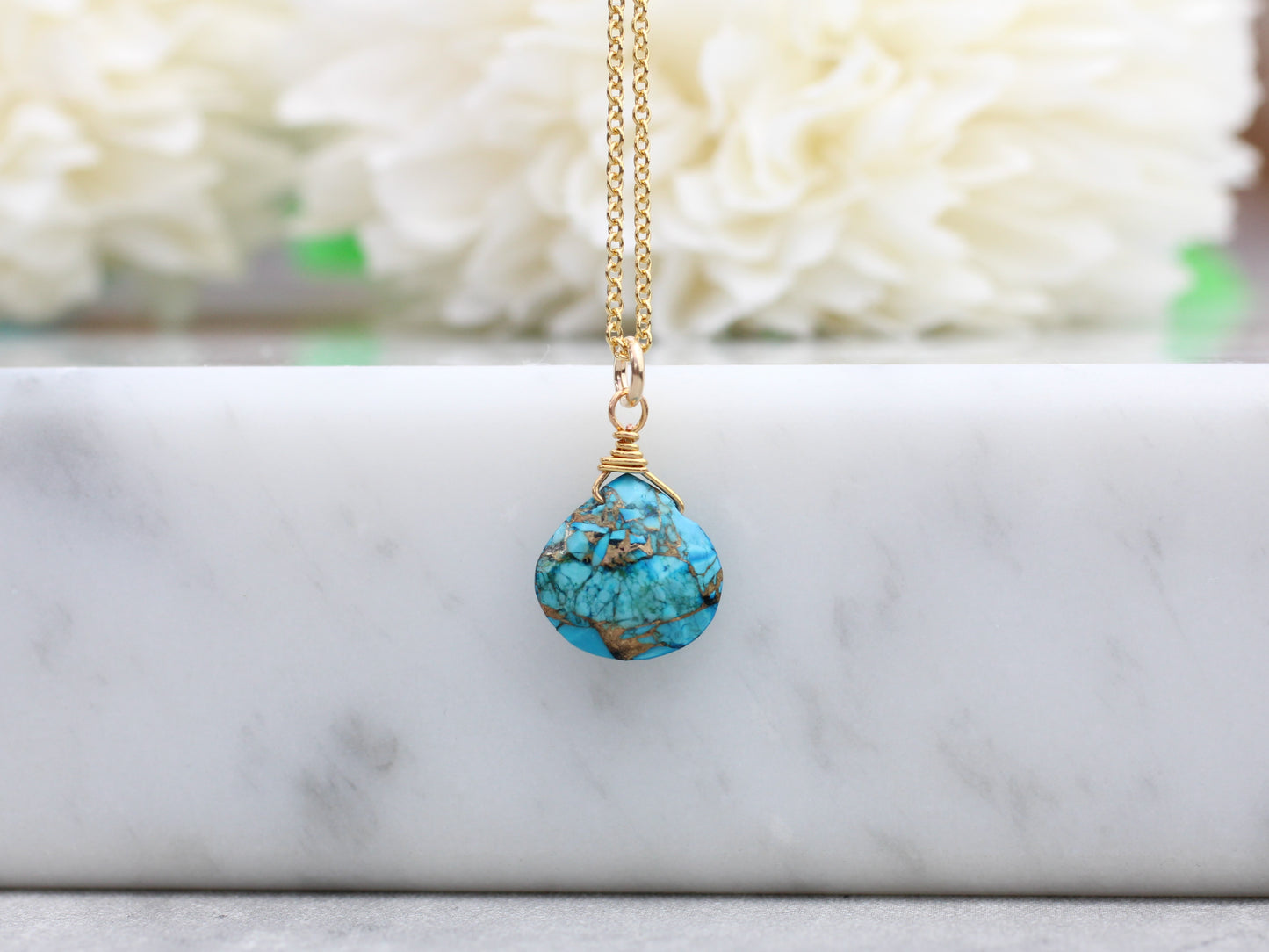 turquoise necklace in sterling silver or gold