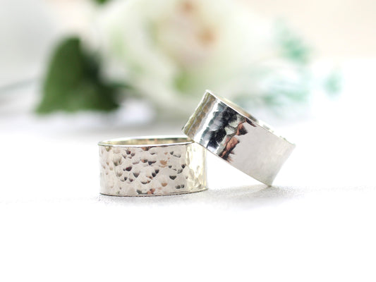 wide hammered silver ring