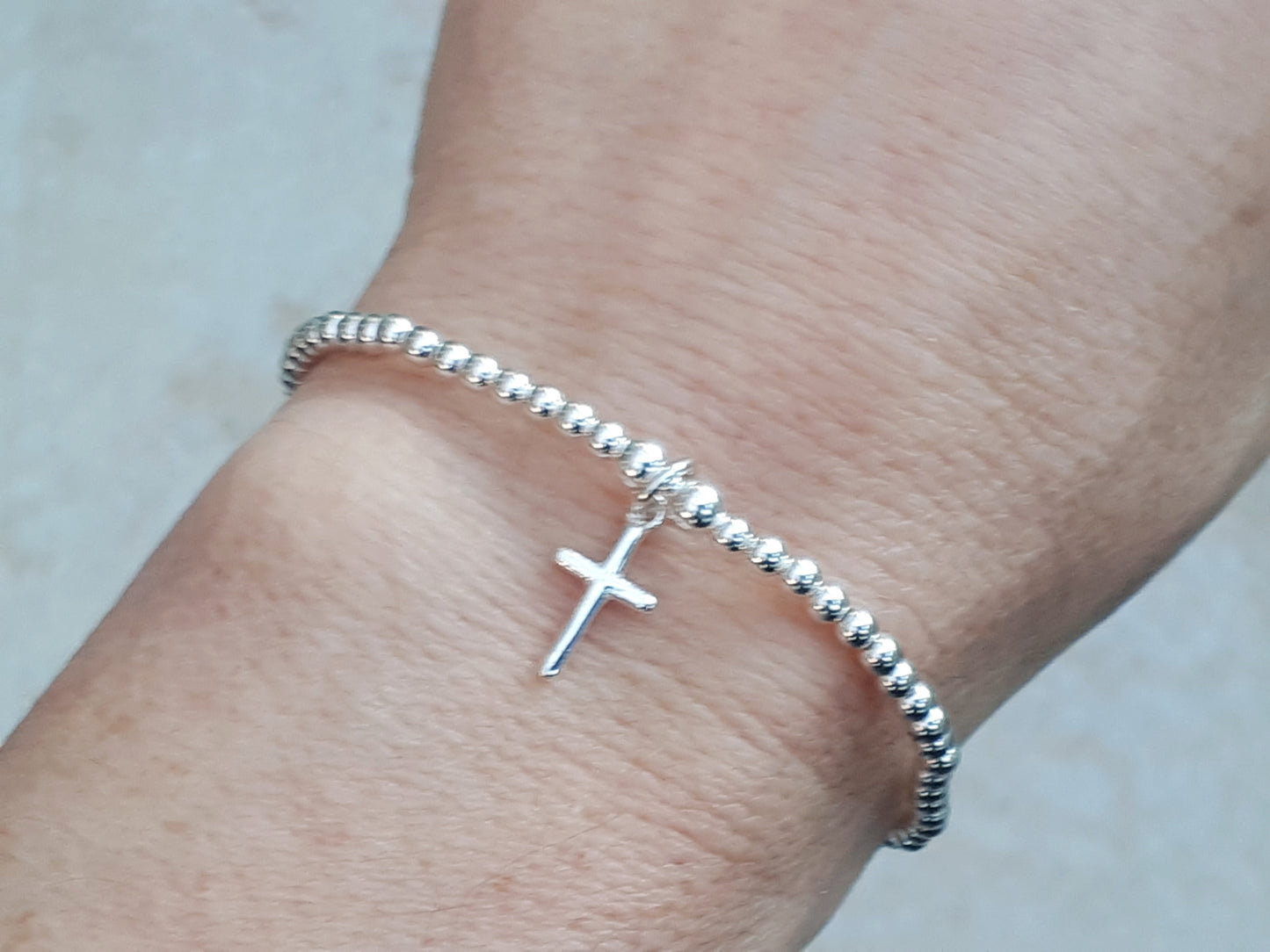 Silver cross bracelet. Holy communion gift.