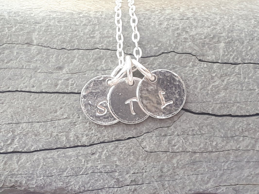 Sterling silver initial necklace. Family initial necklace.