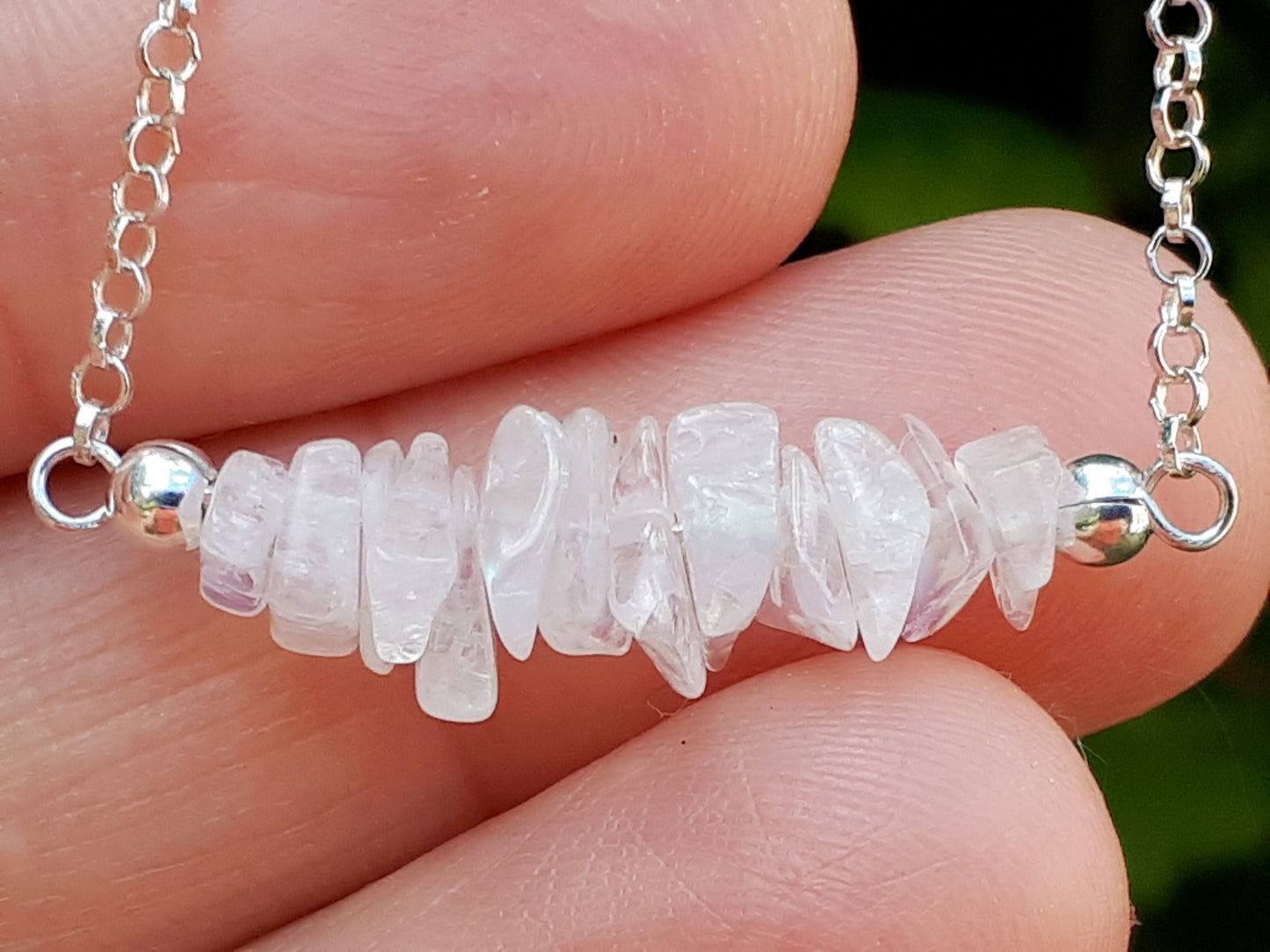 Raw moonstone necklace. June birthstone.