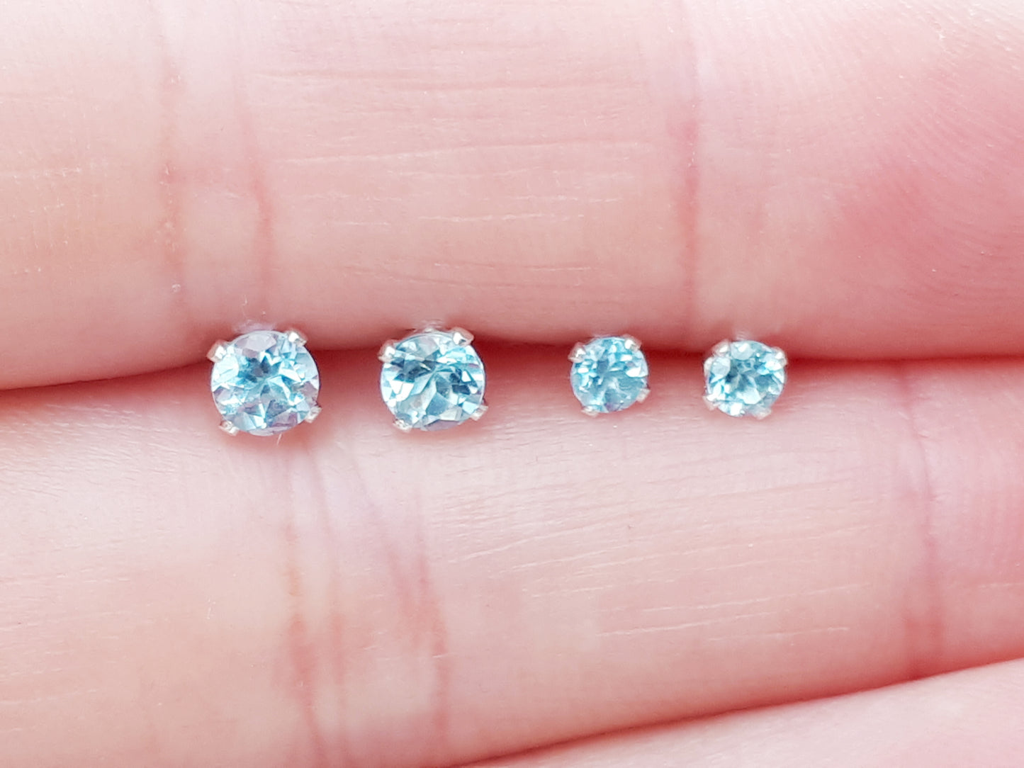 March birthstone earrings. Aquamarine studs earrings.