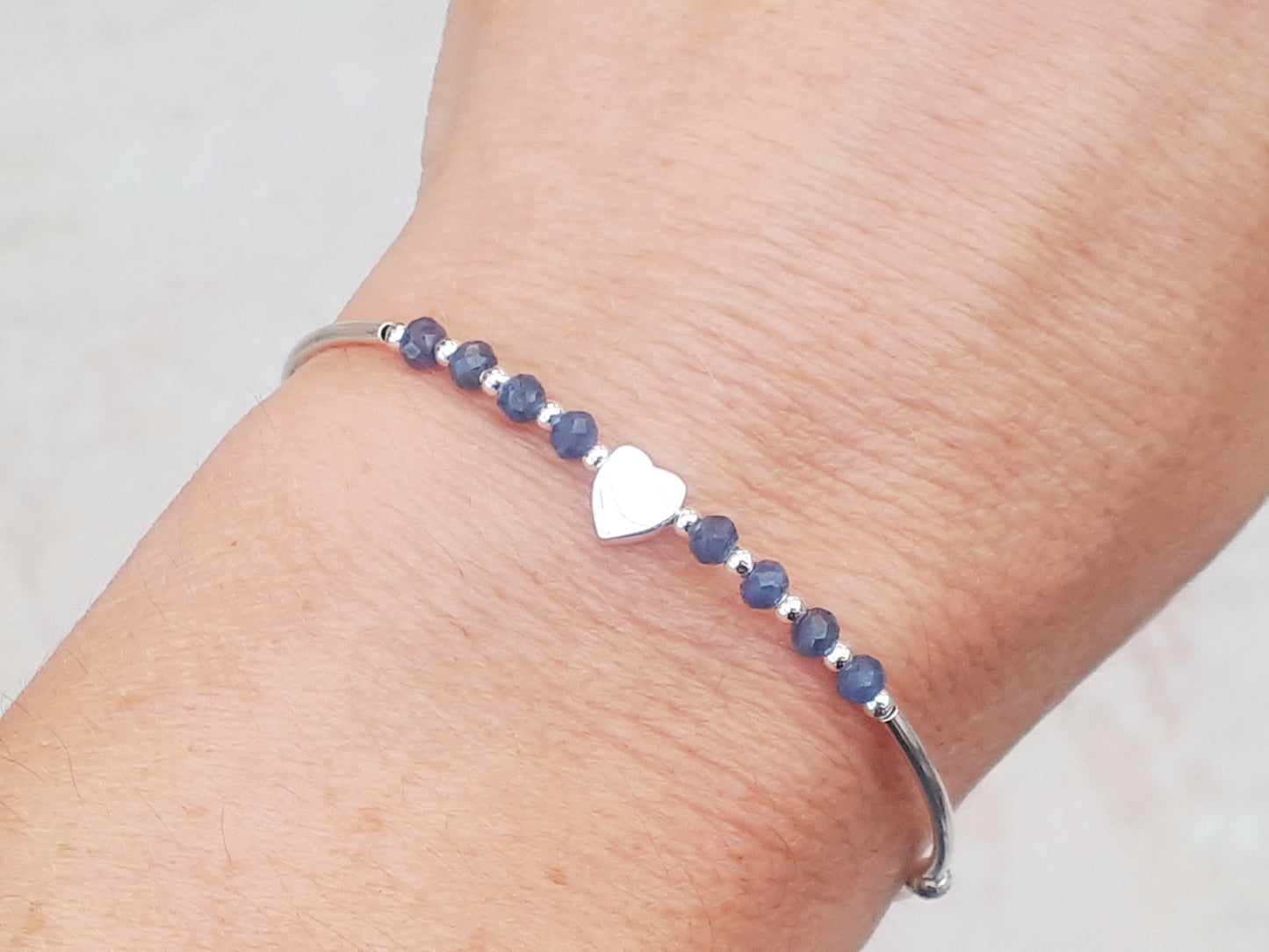 Sapphire bracelet in silver silver. September birthstone bracelet.