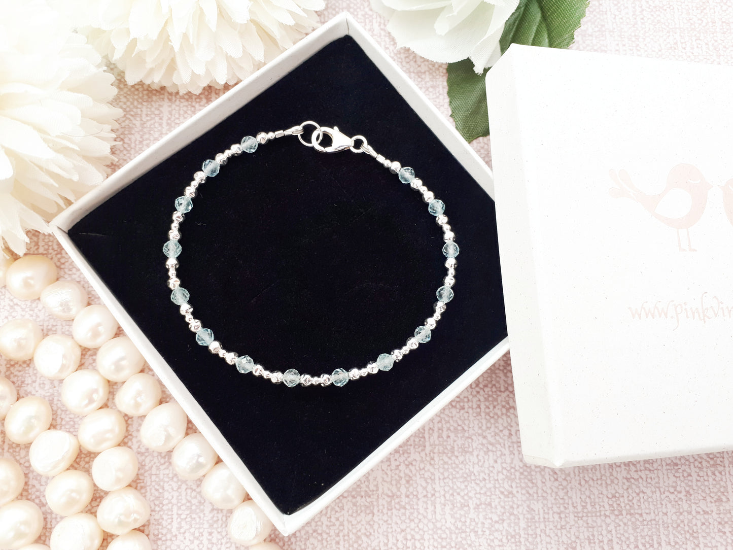 Blue topaz bracelet. November birthstone bracelet.