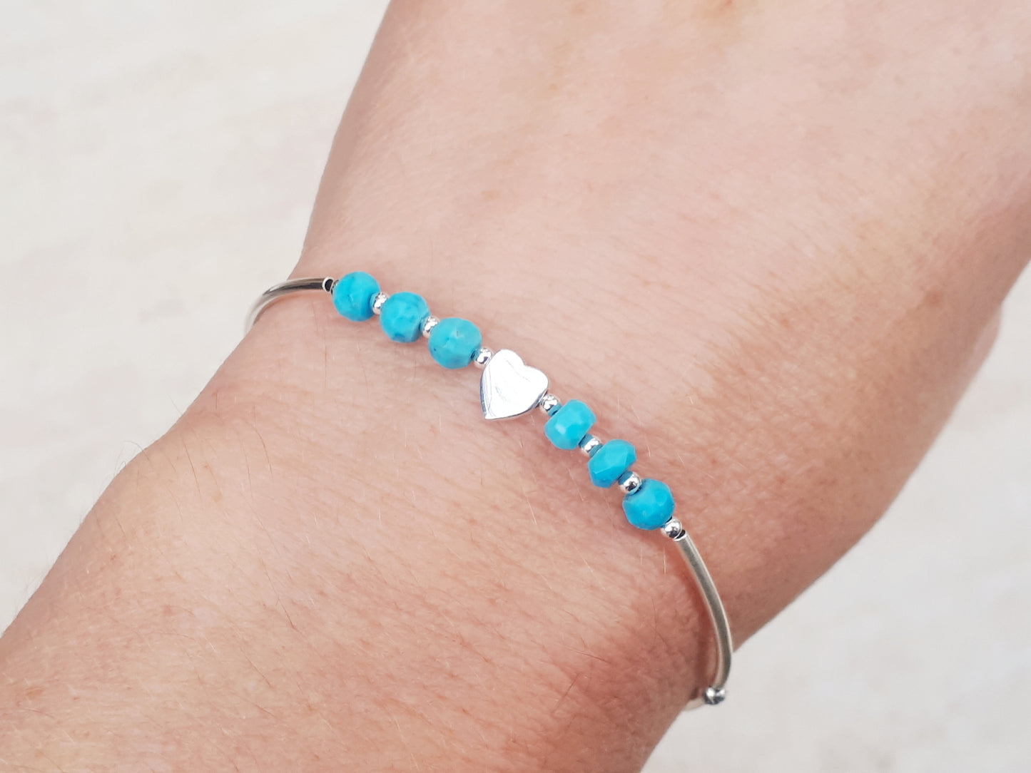 Turquoise bracelet in silver. December birthstone.