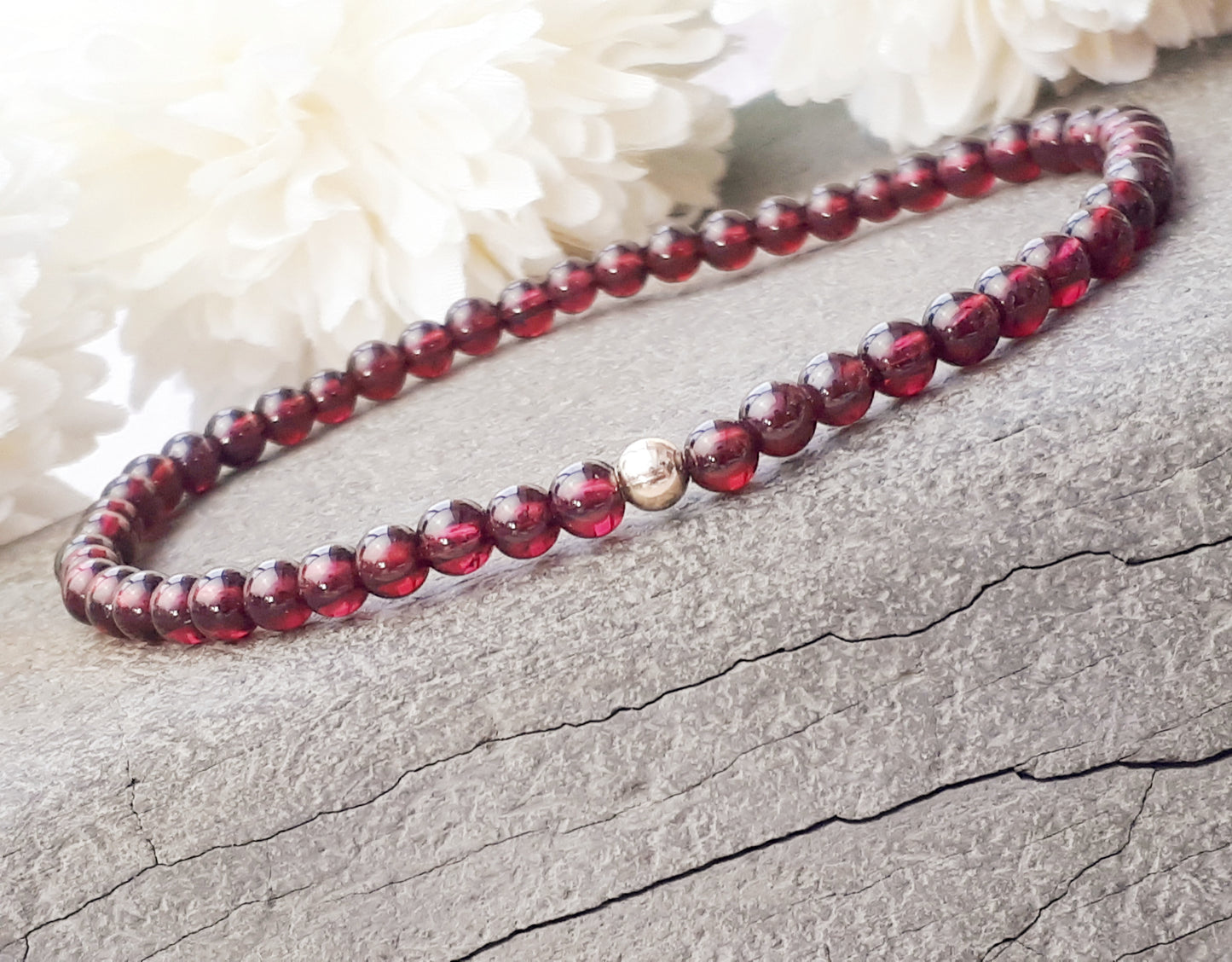 Garnet bead bracelet.