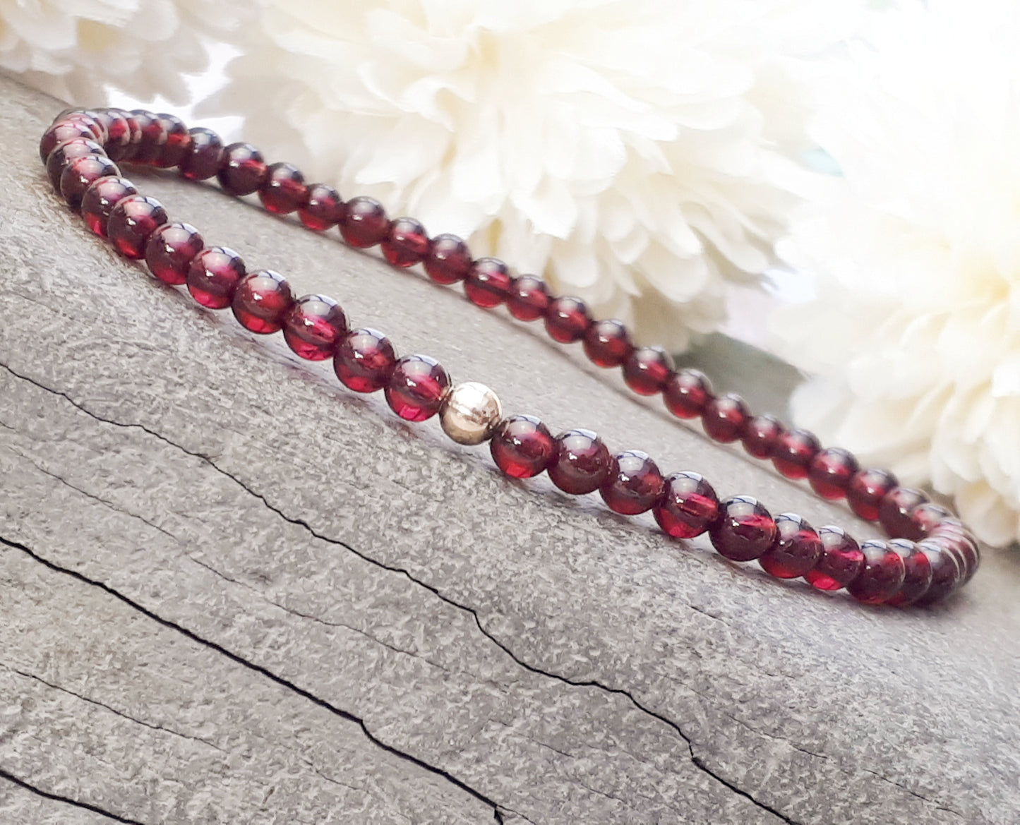Garnet bead bracelet.