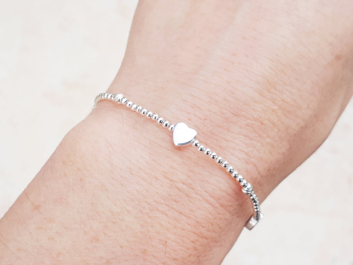 Sterling silver heart bracelet, wife bracelet.