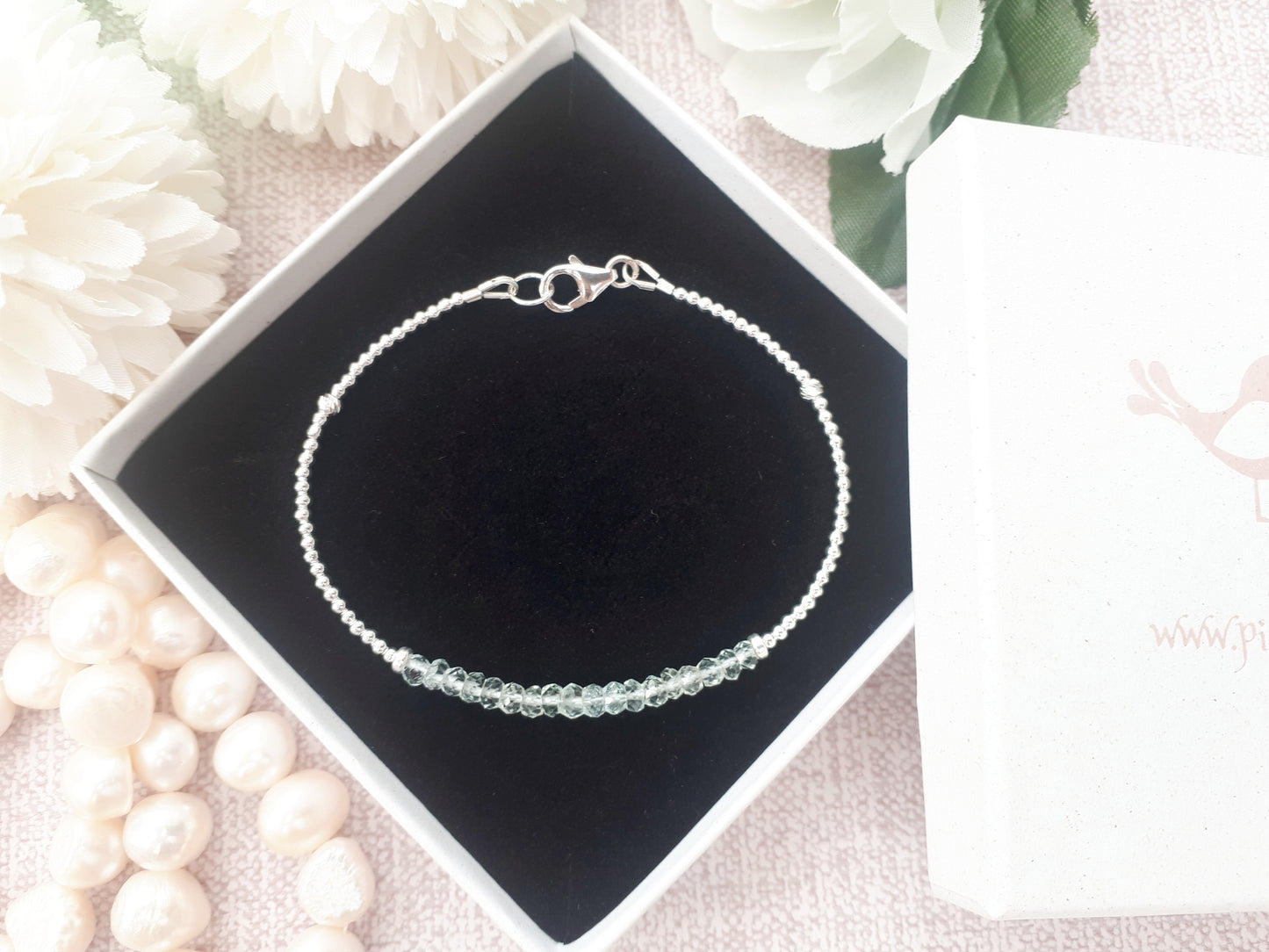 Aquamarine bracelet in sterling silver.