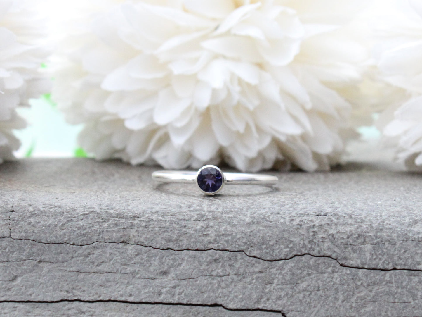 Iolite ring in sterling silver or gold.