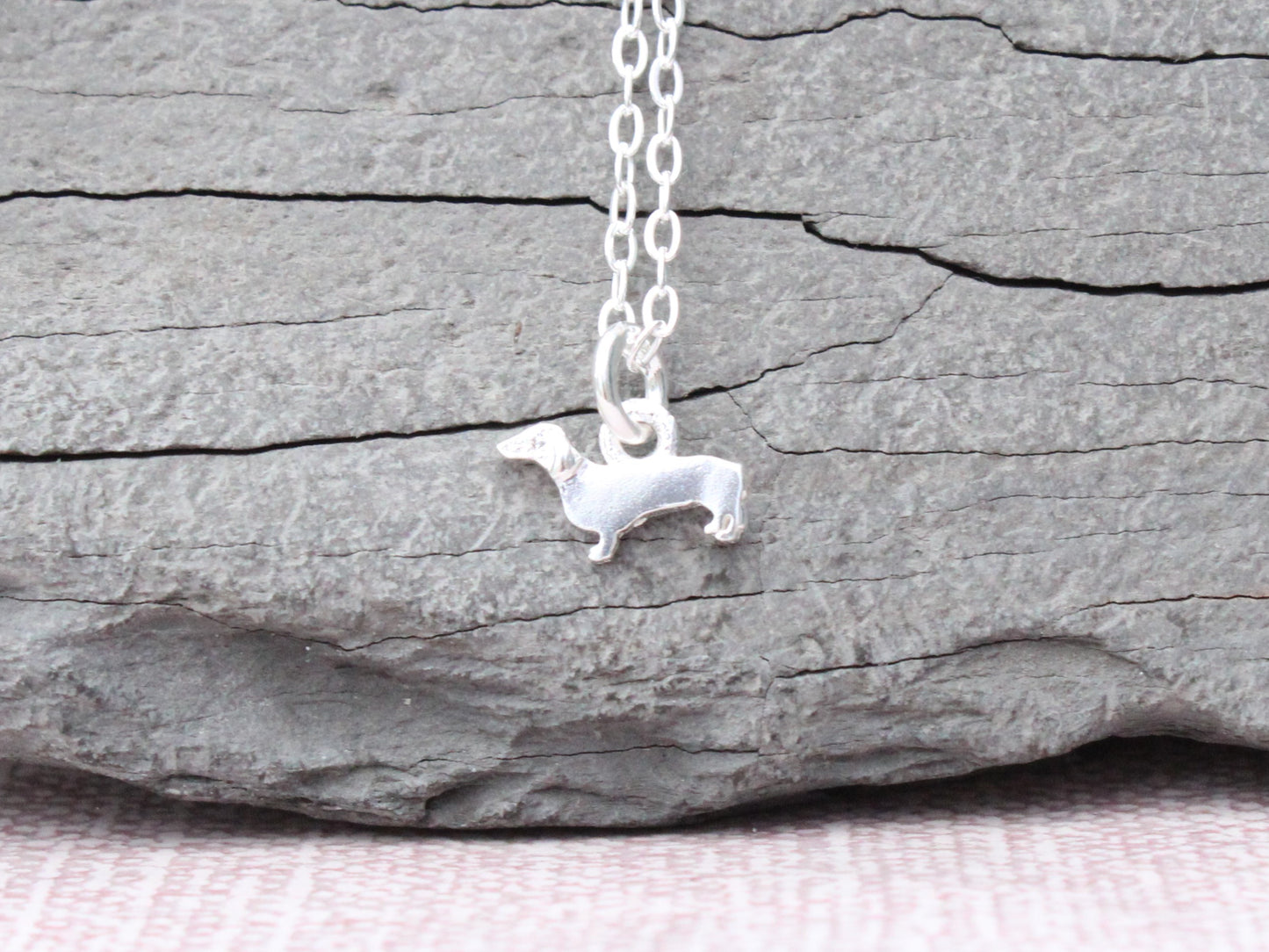 Sterling silver dachshund necklace.
