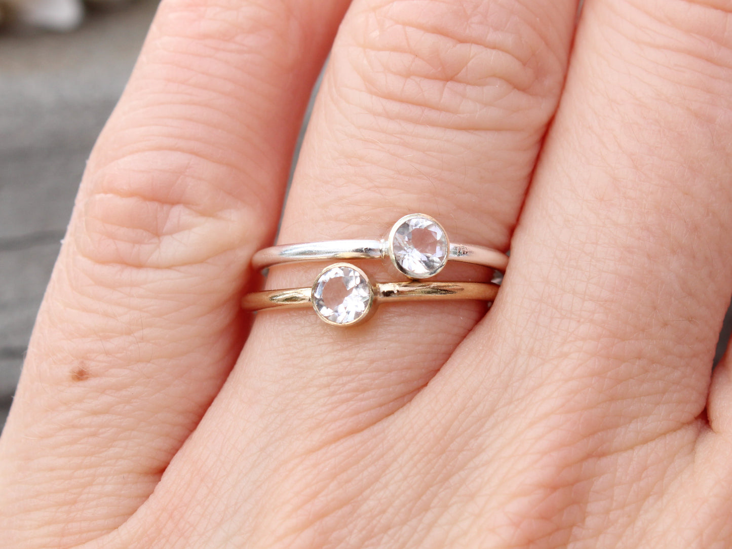 Quartz ring in silver or gold. April birthstone ring.