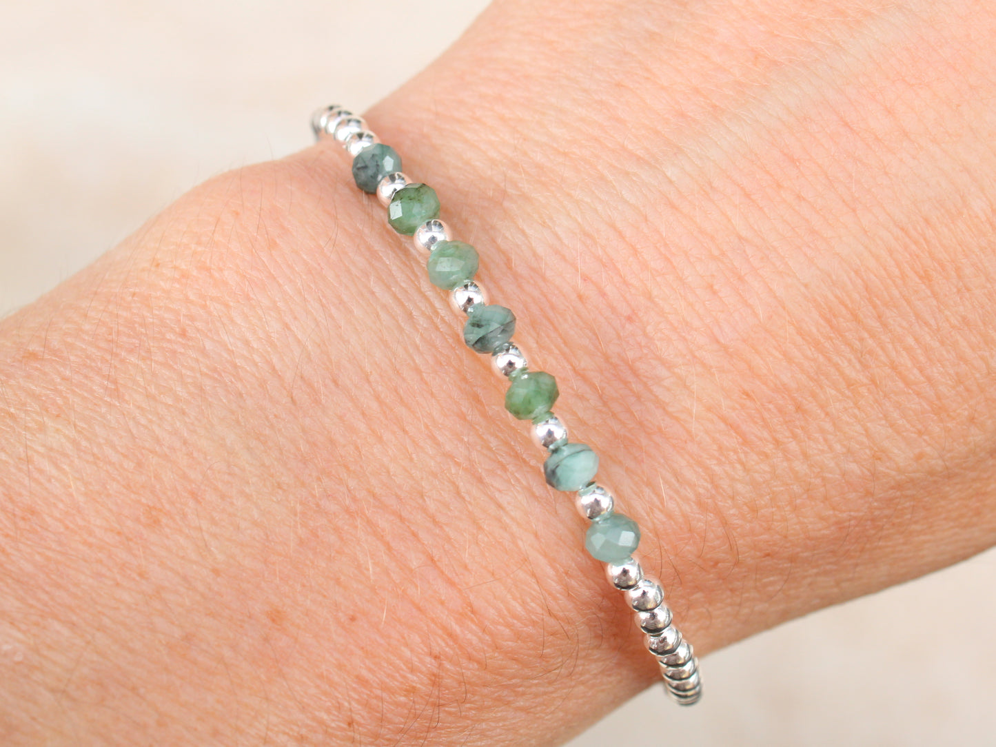 Emerald green bracelet. May birthstone.