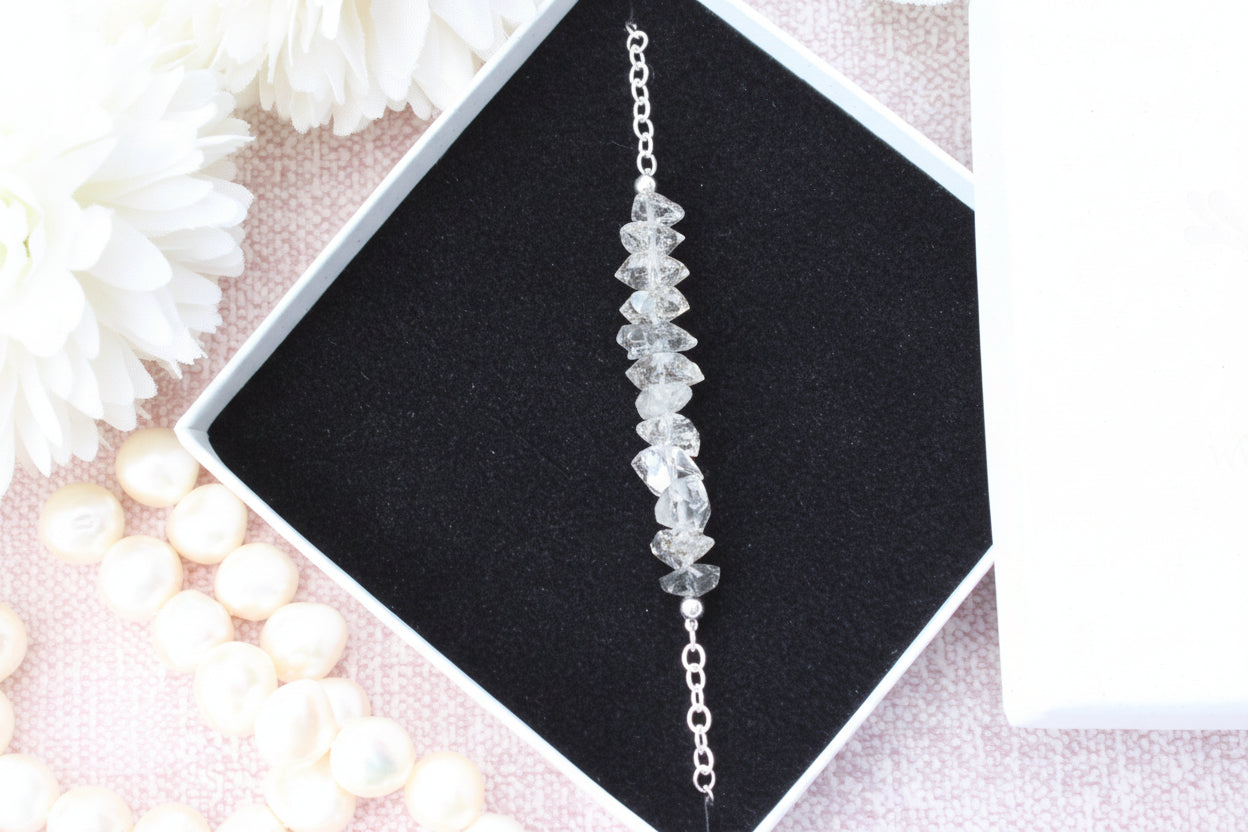 Herkimer Diamond Bracelet – Adjustable Sterling Silver Gemstone Bracelet